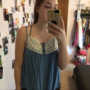 Blue & white tank top